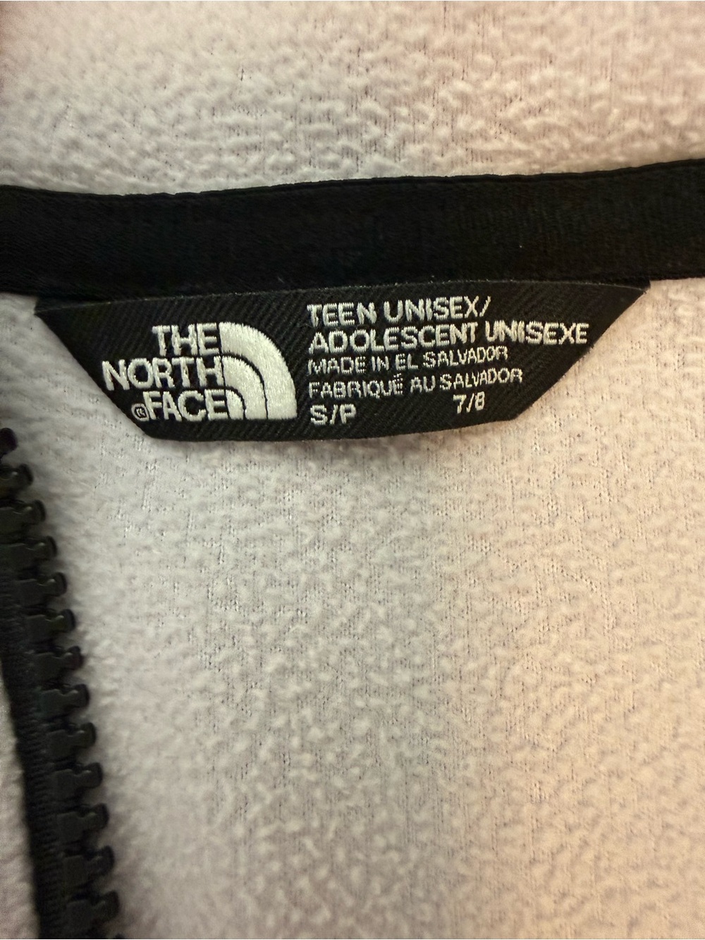 The North Face Kids Two-Tone Hooded Fleece Jacket in Lavender & Charcoal - Picture 3 of 5